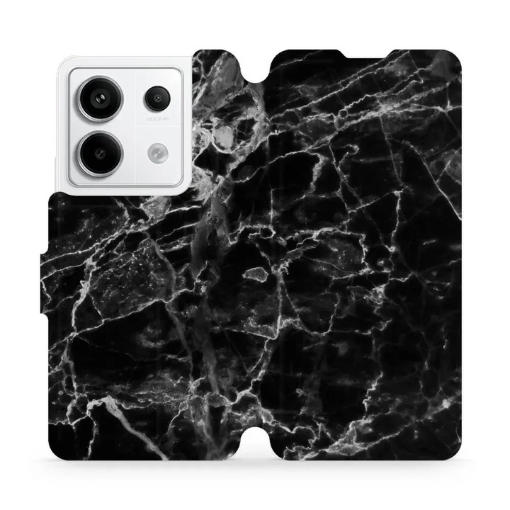 Husa, Mobiwear - Book - V056P pentru Xiaomi Redmi Note 13 Pro 5G, Marmura Neagra