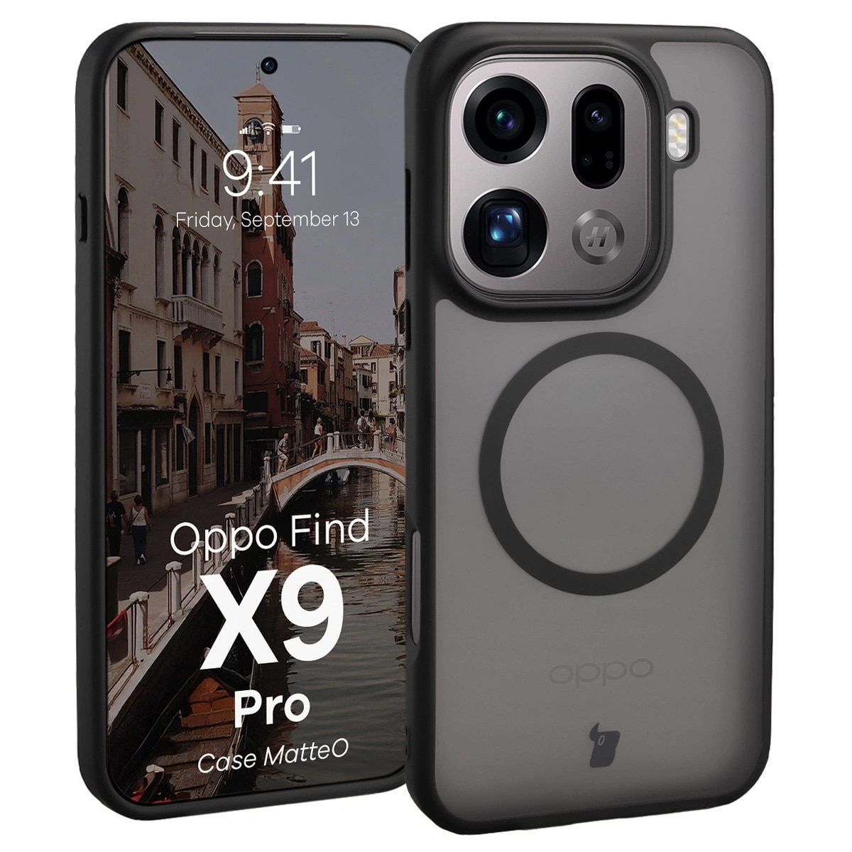 Husa, Bizon Case MatteO pentru Oppo Find X9 Pro, Fumuriu-Negru