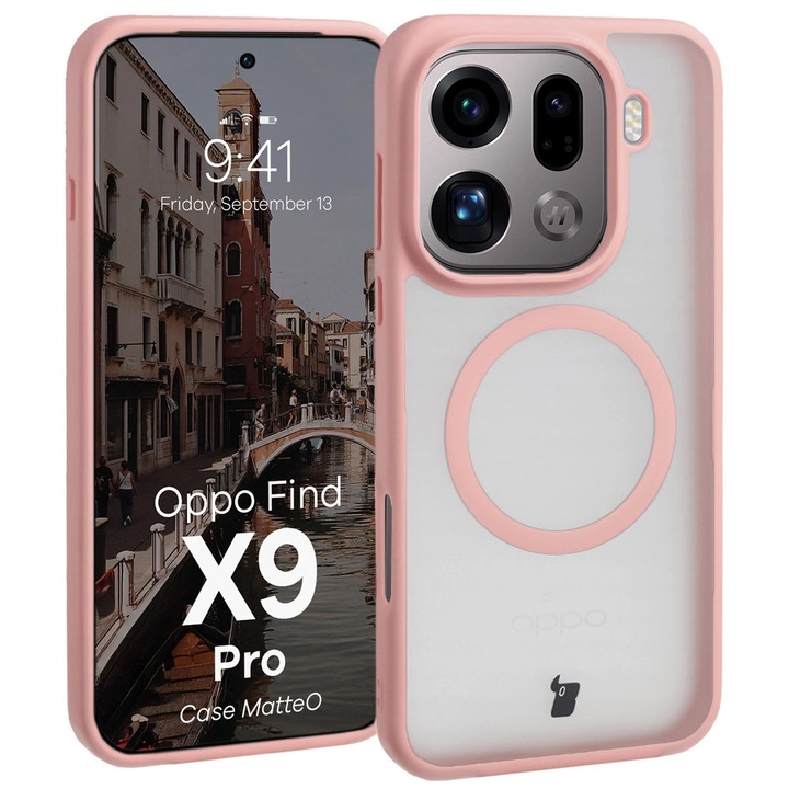 Калъф, Bizon Case MatteO за Oppo Find X9 Pro, Опушено-Светлорозови