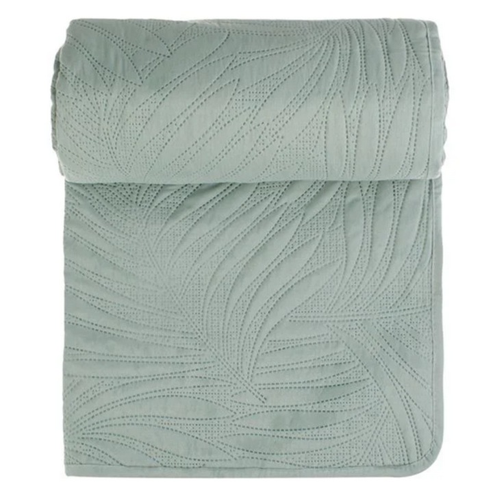 Cuvertura AB HOMES cu Doua Fete Verde Menta, Model Frunze, 160x230 cm – Textil Proaspat pentru Dormitor Modern
