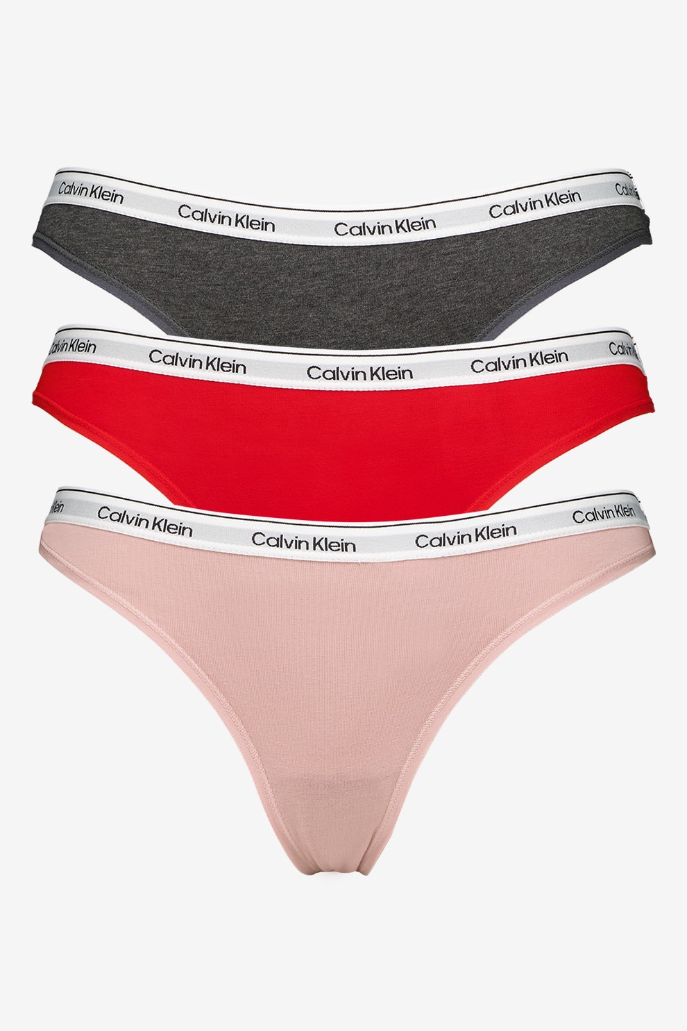 Tommy Hilfiger, Танга с лого - 3 чифта, Бял, Черен, Прашно розово