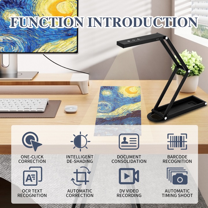 Excitat®, Scaner portabil, 11 MP, Recunoastere OCR multilingva, focalizare automata, Instantaneu de scanare, Inregistrare video/Transmisie live, Lumina LED, pentru Windows XP SP2/SP3, Windows Vista, Windows 7