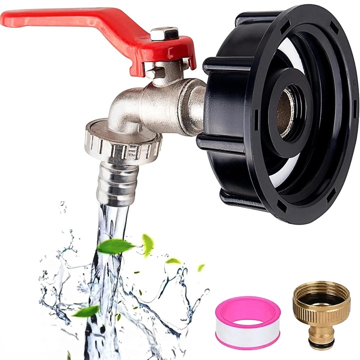 Адаптер за кран YOUKUKE®, IBC, сплав, груба резба 2 инча, S60x6, 3/4 инча, устойчив на корозия