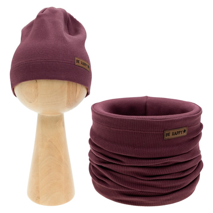 Set palarie + snood pentru fete maro Nicoldwqfwq, Visiniu