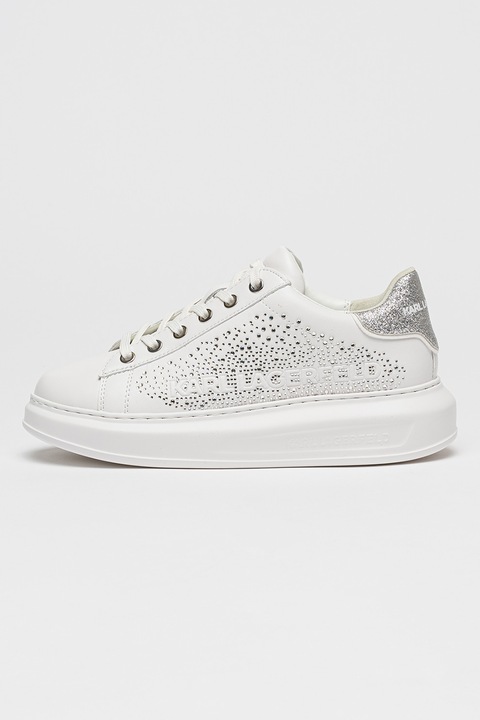 Karl Lagerfeld, Kapri bőrsneaker strasszköves logóval, Fehér