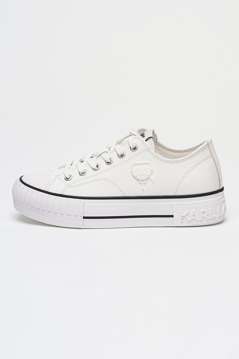 Karl Lagerfeld, Pantofi sport din piele Kampus, Alb optic