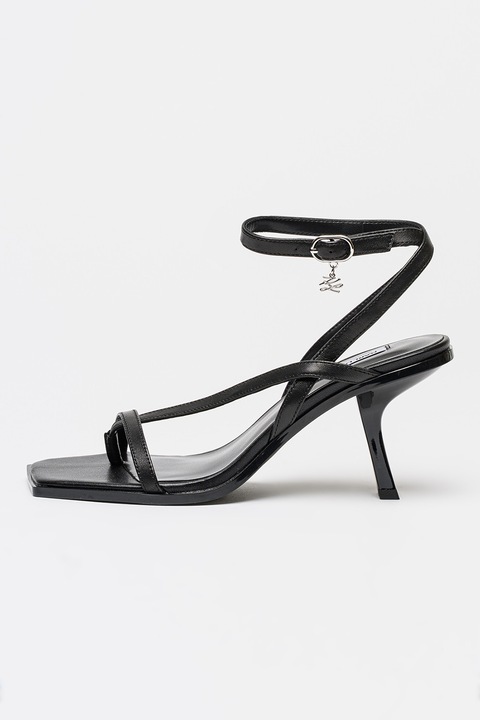Karl Lagerfeld, Karmel pántos bőrszandál, Fekete