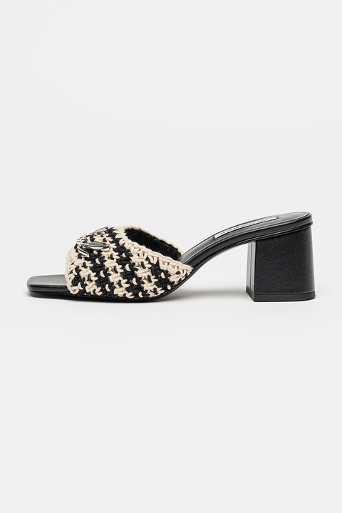 Karl Lagerfeld, Papuci cu toc, cu aspect tricotat Plaza, Negru/Bej deschis, 39