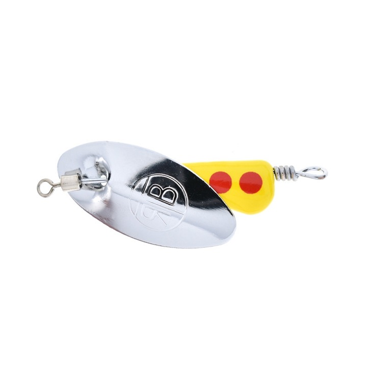 Lingurita rotativa RTB InLine Spinner 3.5g, argintie, set cu ancora Vanfook DT-38B si carlig Vanfook SP-31F