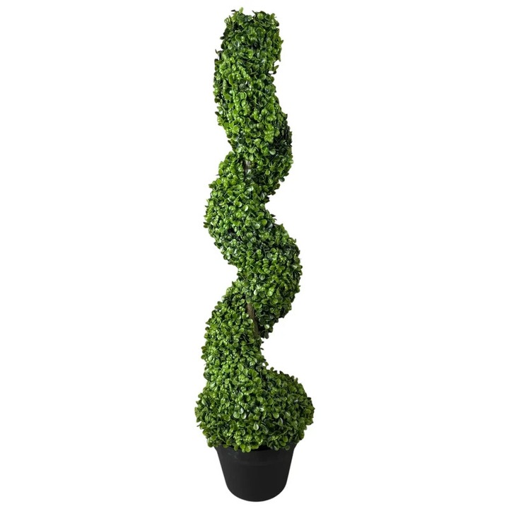 Copac Artificial Decorativ Spirala Verde 90 cm in Ghiveci Negru