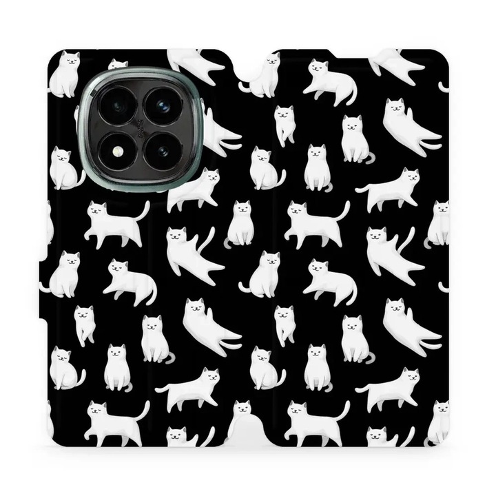 Husa, Mobiwear - Book - V163S pentru Xiaomi Redmi Note 14 Pro Plus 5G, Pisicute Luna