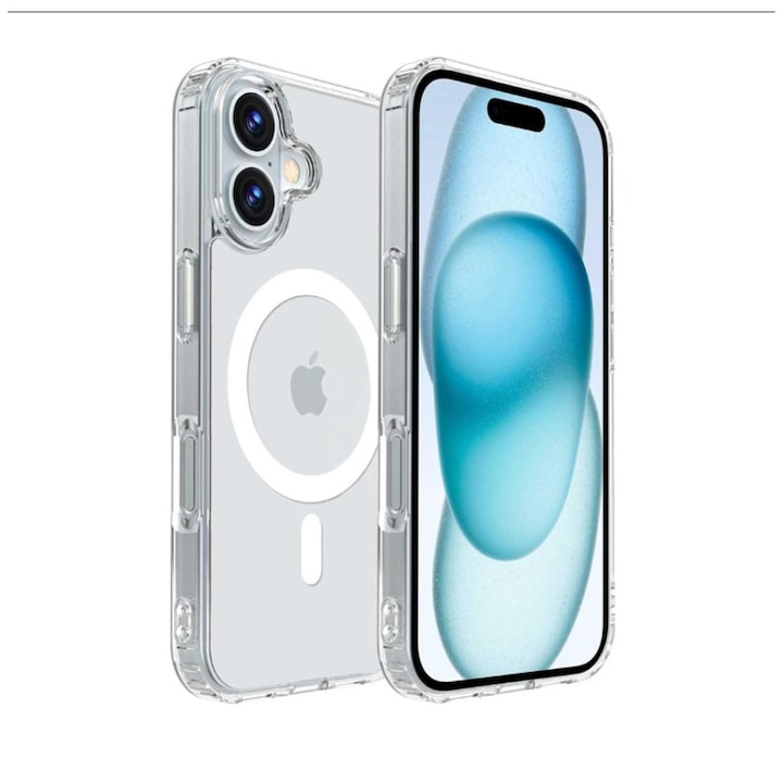 iPhone 17 tok, átlátszó, szilikon, vékony kialakítás, ütésálló védelem, MagSafe kompatibilis