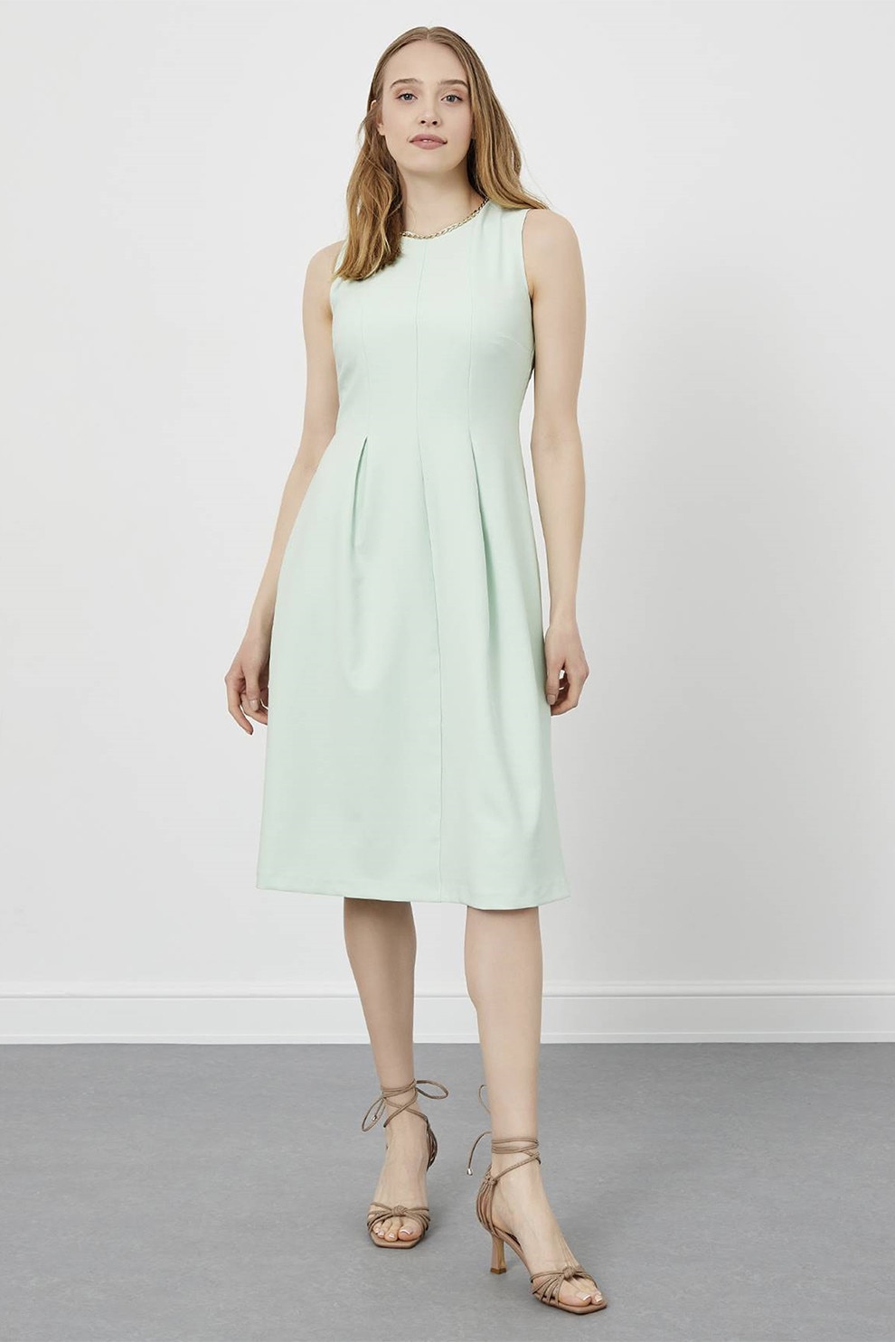 Just Like You, Rochie midi cu croiala in A, Verde pal, 40