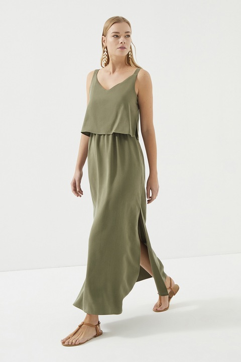 Just Like You, Rochie din lyocell cu aspect 2-in-1, Kaki