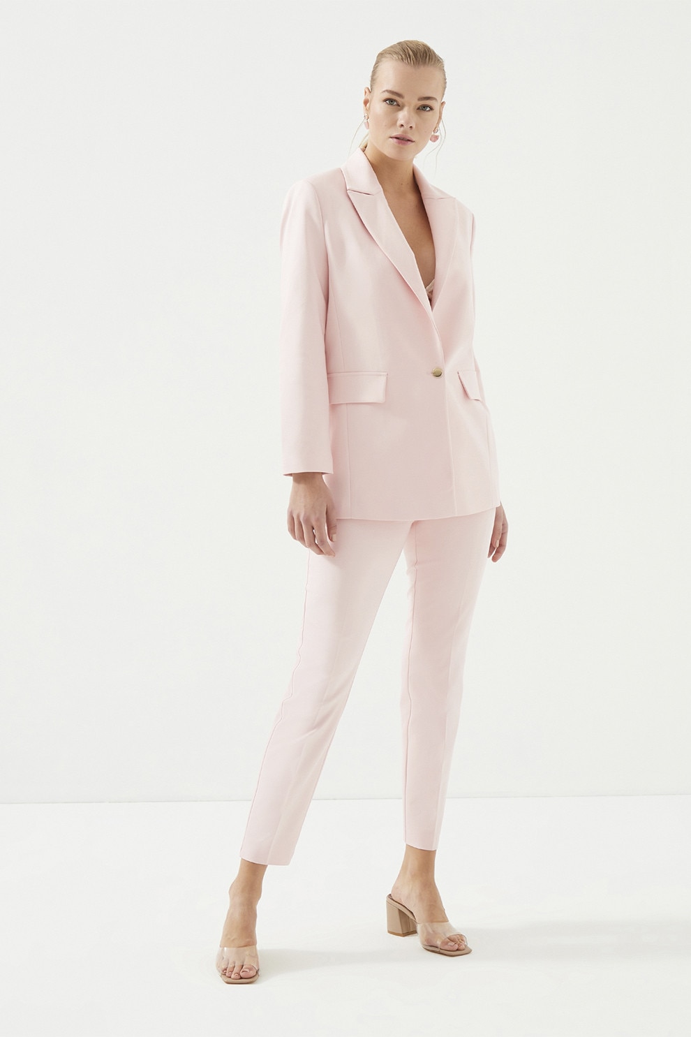 Just Like You, Pantaloni conici cu talie inalta, Roz pal, 38