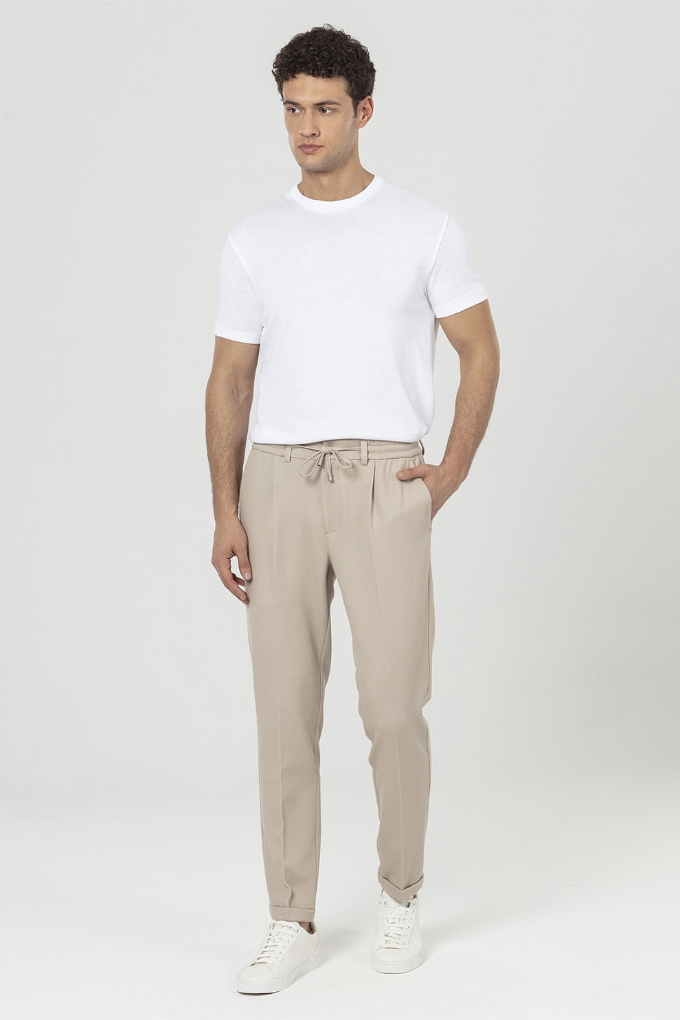 Just Like You, Pantaloni uni cu snur, Bej, 2XL