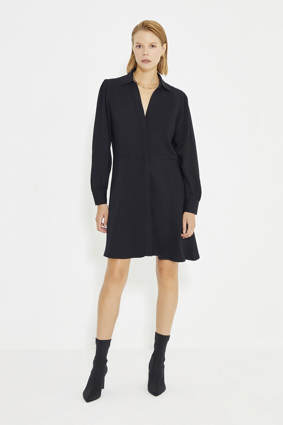 Just Like You, Rochie evazata cu imprimeu, Negru, 38