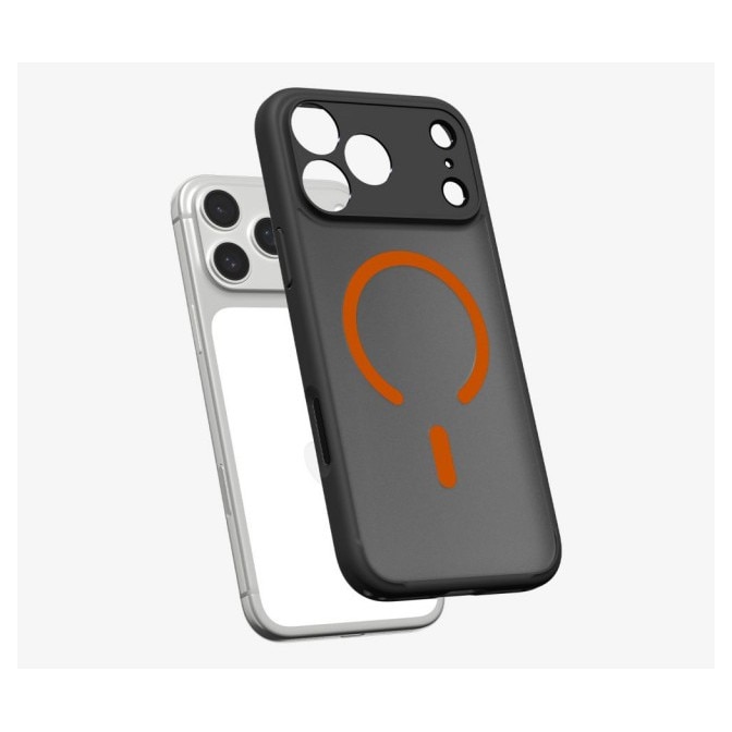 Husa Spigen Pentru iPhone 17 Pro Max, Ultra Hybrid MagSafe, Protectie La Camere si Colturi, Functie MagSafe, Frost Negru- Orange