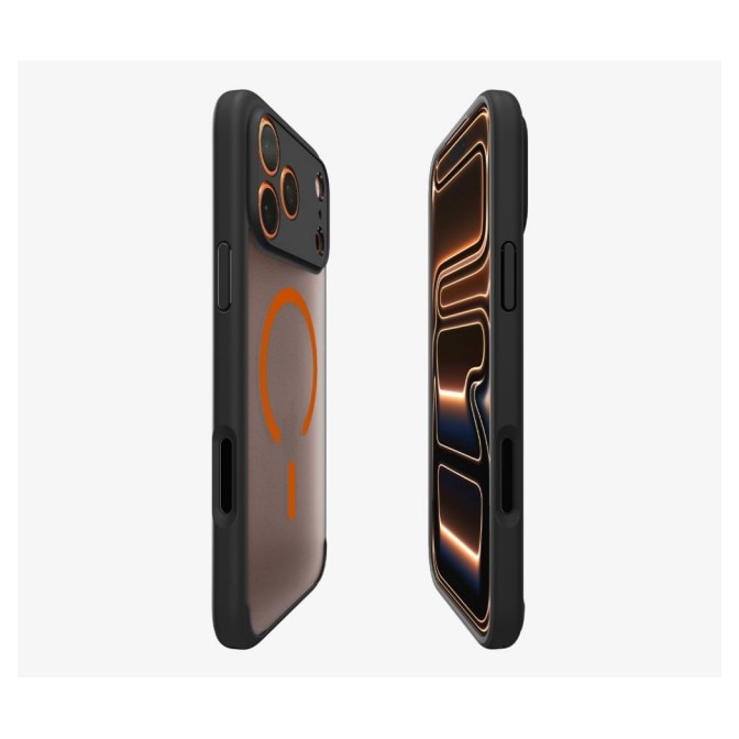 Husa Spigen Pentru iPhone 17 Pro Max, Ultra Hybrid MagSafe, Protectie La Camere si Colturi, Functie MagSafe, Frost Negru- Orange