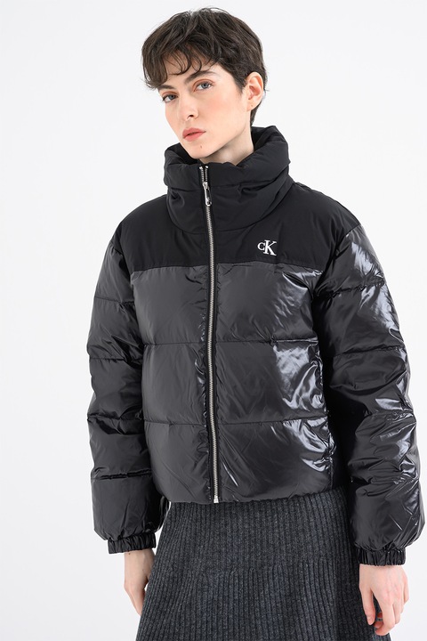 CALVIN KLEIN JEANS, Зимно яке с лого, Черен