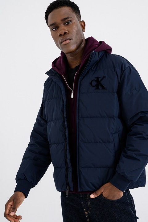 CALVIN KLEIN JEANS, Bélelt télikabát középmagas gallérral, Tengerészkék