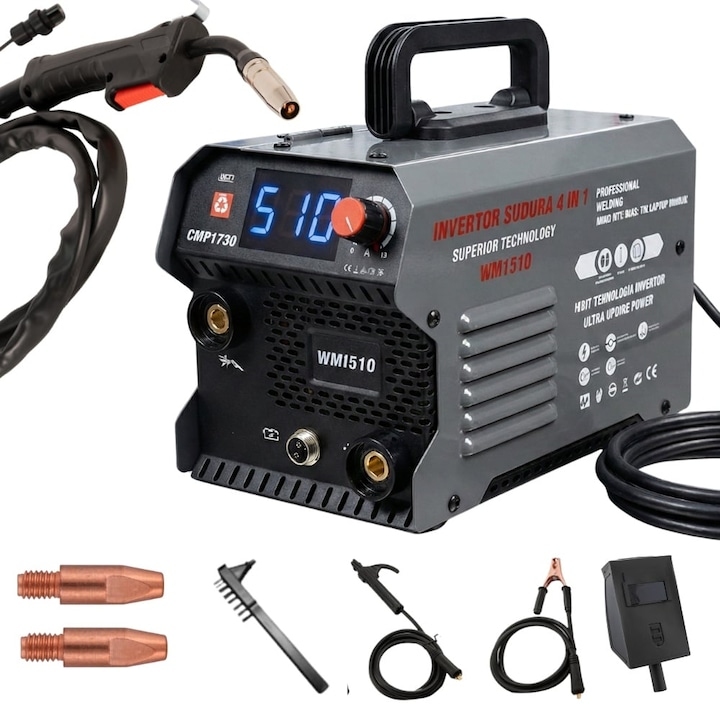 Aparat de sudura tip Invertor cu sarma 510A, MMA/MIG/MAG (TIG LIFT optional) *CABLU SUDURA 3M*, afisaj digital, ventilat, URAL MASH IGBT TEHNOLOGY ULTRA HYBRID POWER