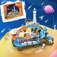 Комплект за игра Писта и паркинг Интерактивна играчка Направи си сам за деца, MorFansi®, с музика, 4 етажа, образователна и забавна, Монтесори STEM, 65 x 35 x 41.5 CM, 3 години+, Космос, Бял