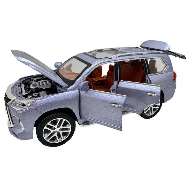 Lexus LX570 szürke modell 1:24 fények hangok visszahúzható motorháztető és csomagtartó funkcionális