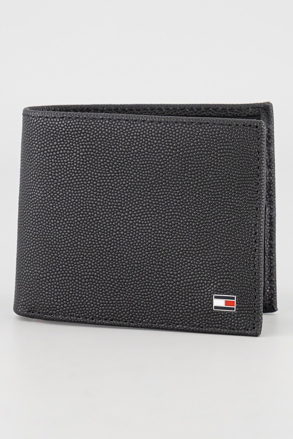 Tommy Hilfiger, Set de portofel de piele si breloc Flag, Negru