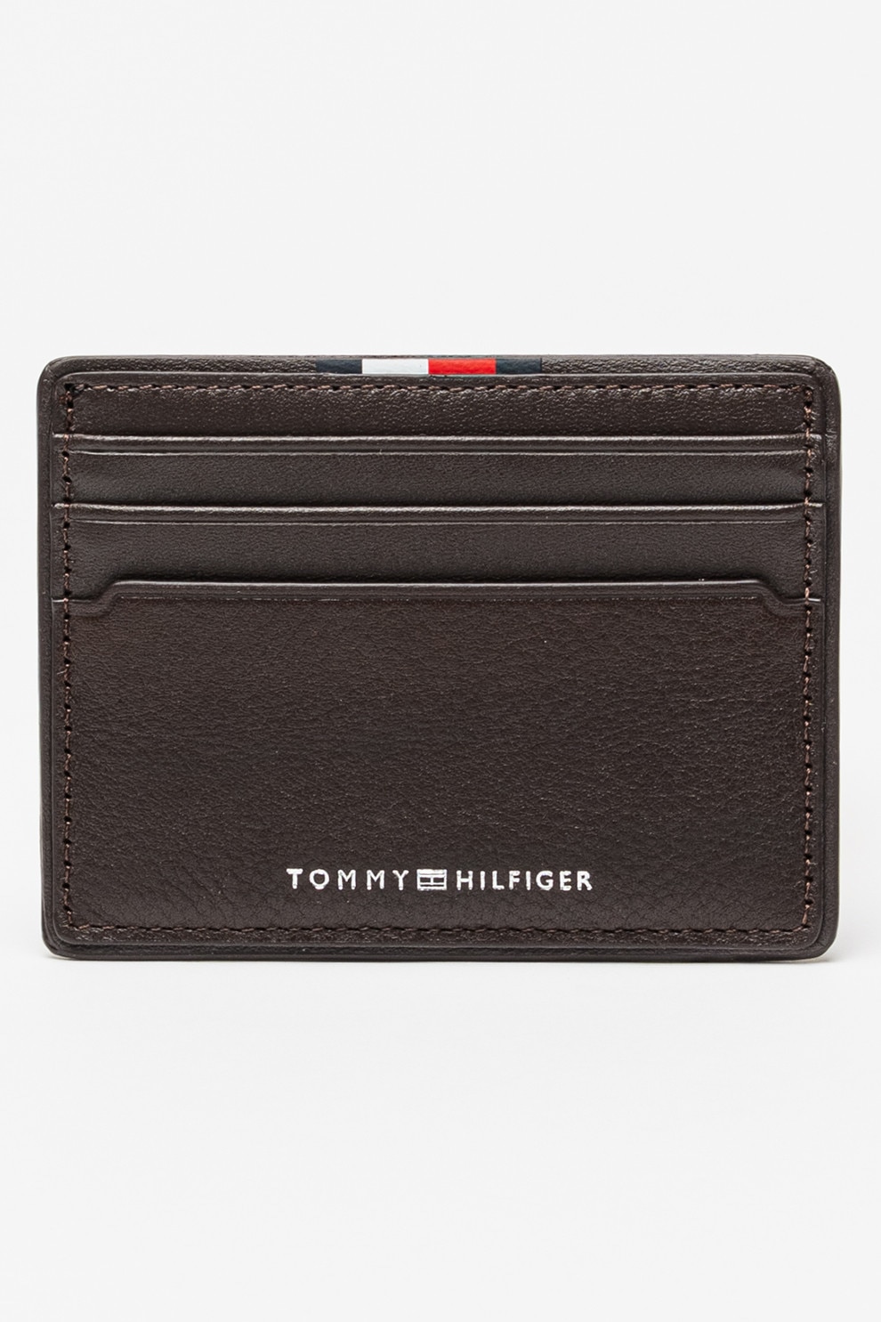Tommy Hilfiger, Portcart din piele Corporate, Maro inchis