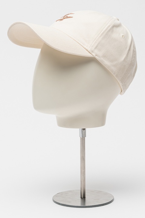 Tommy Hilfiger, Sapca de bumbac cu logo brodat, Alb fildes, Maro