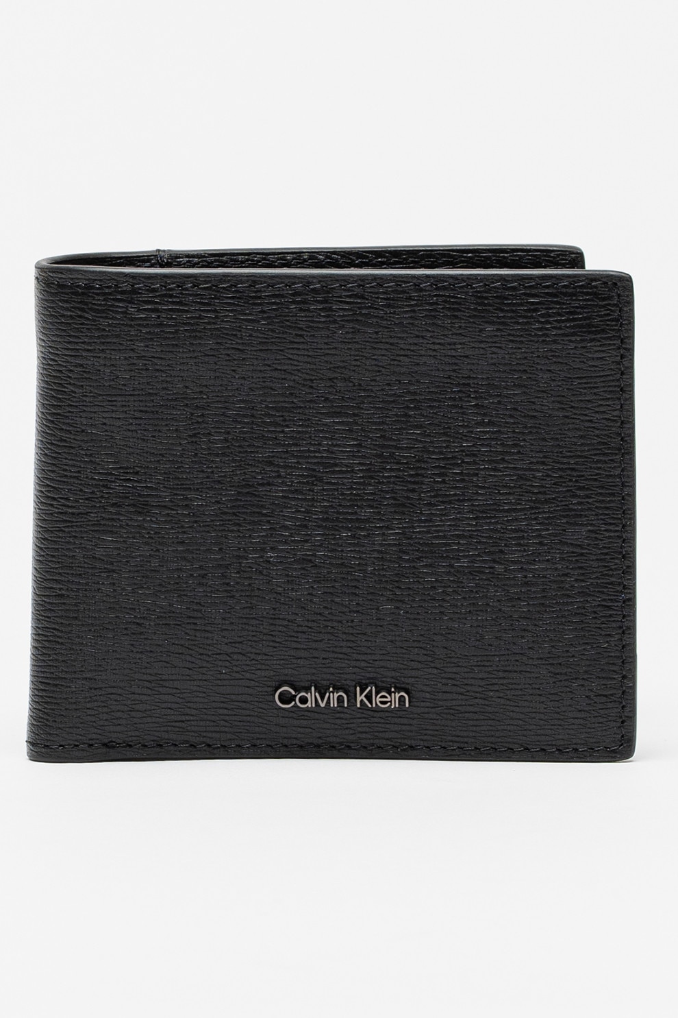 CALVIN KLEIN, Set de portofel de piele saffiano si portcart, Negru