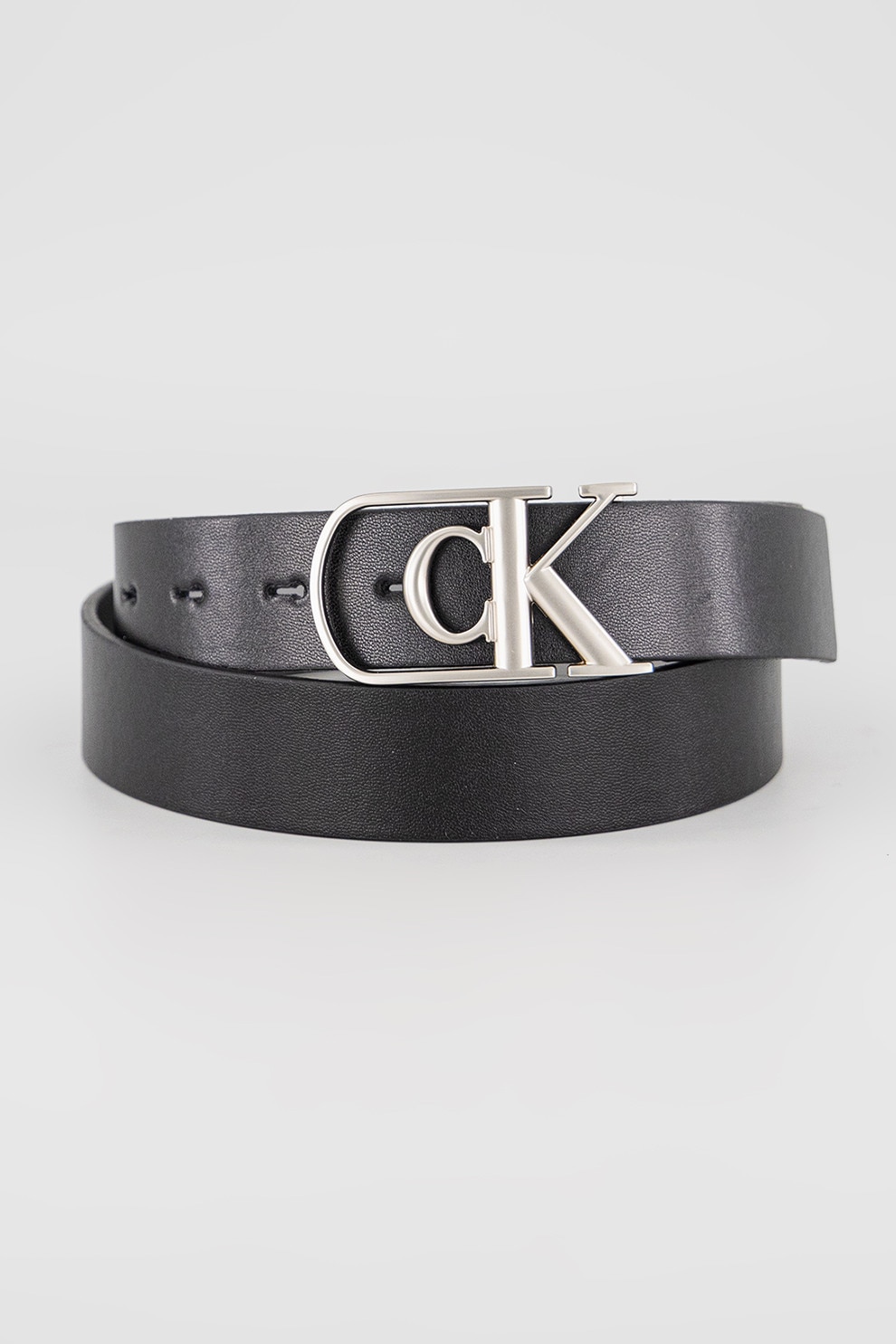 CALVIN KLEIN, Curea cu catarama metalica cu monograma, Gri, Negru, 105