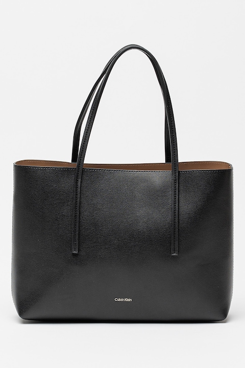 CALVIN KLEIN, Geanta shopper de piele ecologica cu etui detasabil, Negru