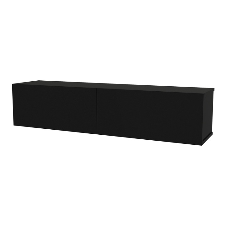Comoda TV, en.casa, Nolven, 135 x 31, 5 x 30 cm, pal, negru, cu 2 usi, montabila pe perete