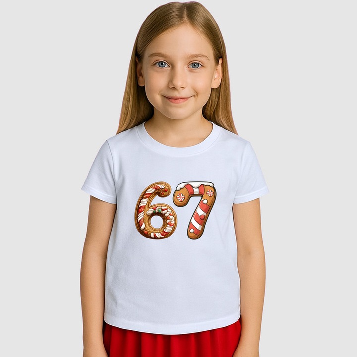 Tricou Copii SIX SEVEN 67 Bomboane Festive, Alb