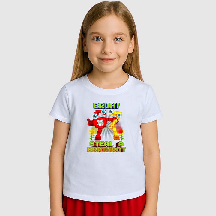 Tricou Copii SIX SEVEN 67 Brainrot Meme Style, Alb