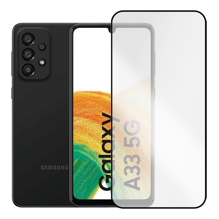 Folie de Sticla Mata pentru Samsung Galaxy A33, StealthFusion Matte Glass, Sticla Securizata, Anti-Glare, Contur Negru, Compatibila Senzor Amprenta, Anti-Zgarieturi, Claritate Full HD, Anti-Amprenta, Ultra-Rezistenta, Transparenta