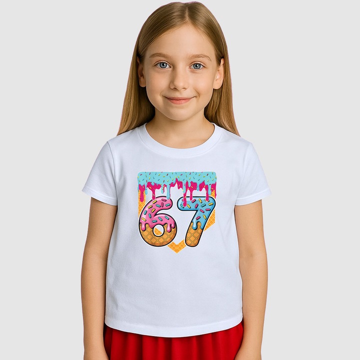 Tricou Copii SIX SEVEN 67 Donut Drip Color, Alb