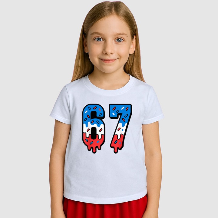 Tricou Copii SIX SEVEN 67 Drip Tricolor, Alb