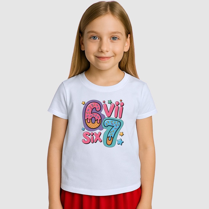 Tricou Copii SIX SEVEN 67 Donut Pop Art, Alb