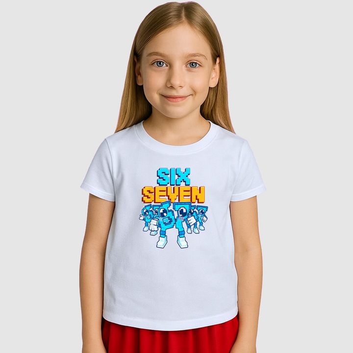 Tricou Copii SIX SEVEN 67 Echipa Roboti Future, Alb