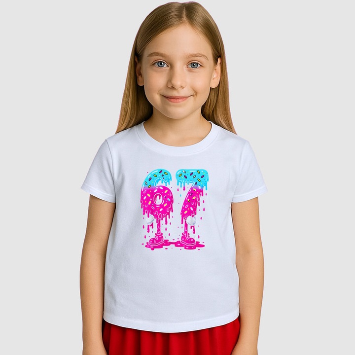 Tricou Copii SIX SEVEN 67 Dripping Paint Pink, Alb