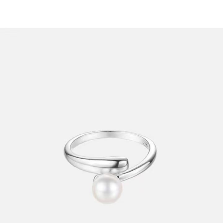 Inel din argint 925 cu perle sintetice, CK design simplu si elegant, argintiu, dimensiune reglabila 14-17