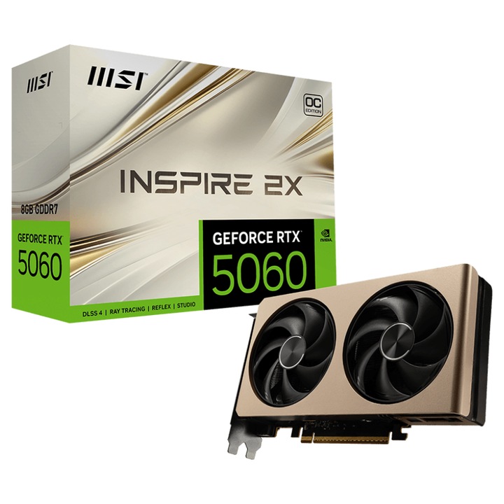 Placa video MSI GeForce RTX 5060 8GB INSPIRE 2X OC GDDR6 128-bit DLSS 4
