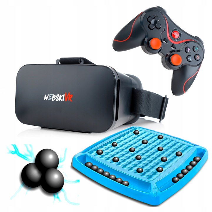 Ochelari VR 3D Webski, set cu gamepad wireless si joc de sah magnetic, 28x28x3cm, multicolor