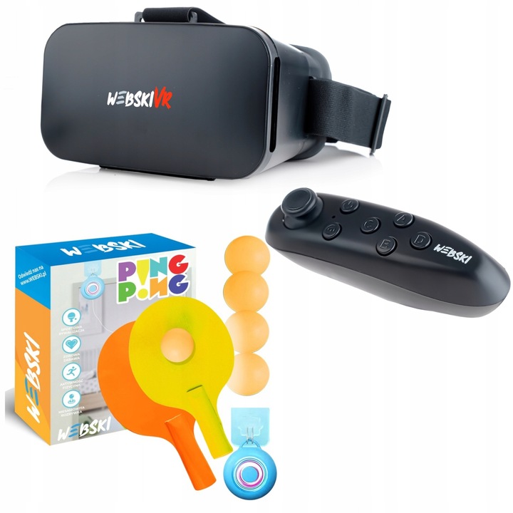 Ochelari VR 3D 360°, Webski, gamepad wireless, set ping pong, multicolor, 80x160mm