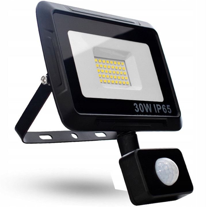 LED прожектор Decorya 30W, IP65, 4500K, със сензор за движение, черен