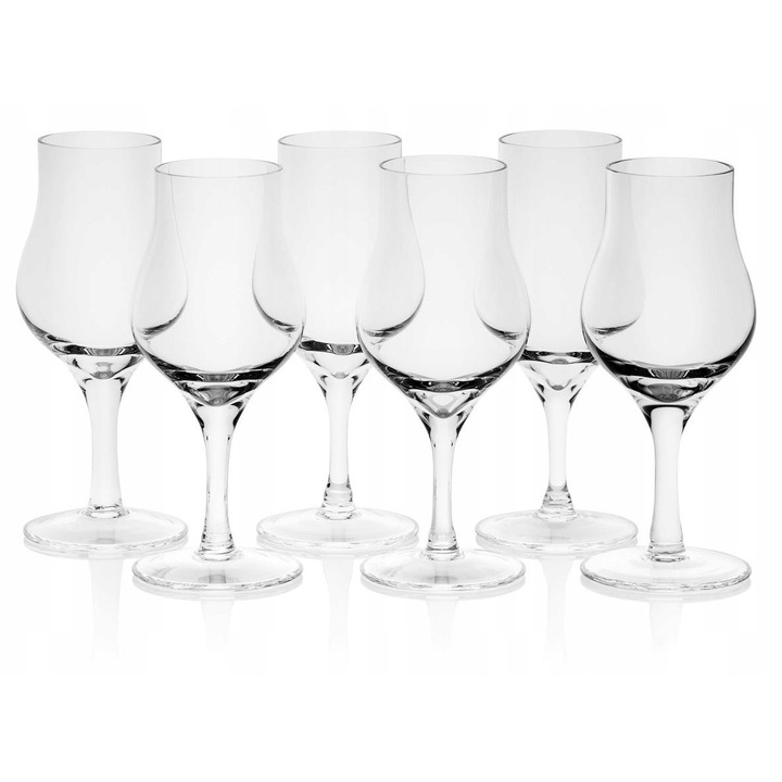 Set 6 pahare degustare whisky, Amber Glass, 100ml, sticla manuala, design unic