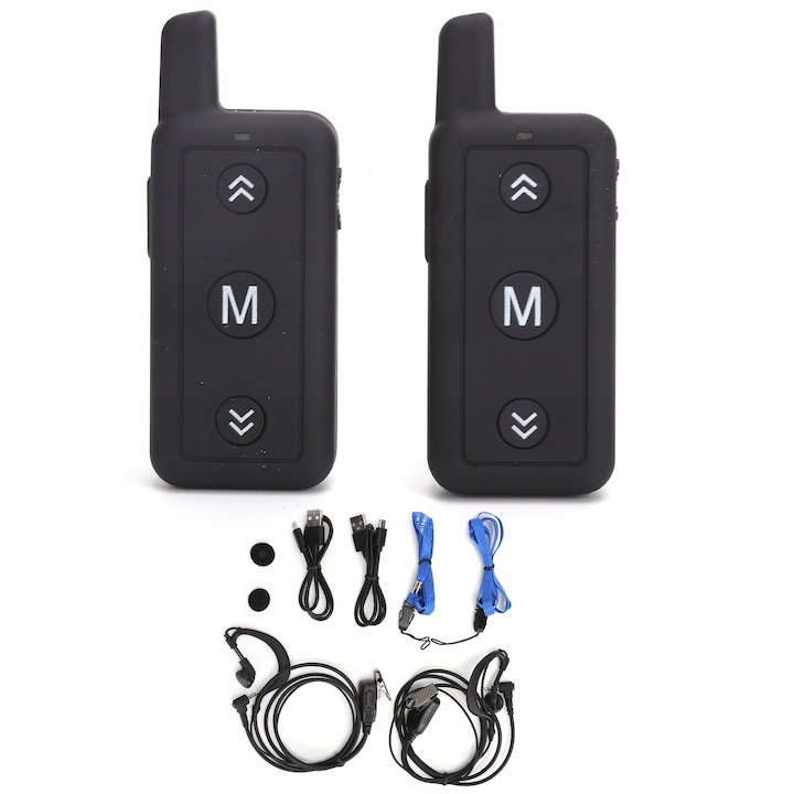 Mini Walkie Talkie, 16 canale, 850 mAh, UHF/VHF, set 2 bucati
